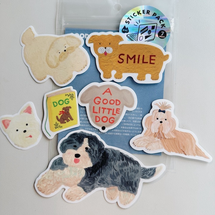 袖山嘉穗子_狗狗 7入防水貼紙包 ｜日本Greeting Life
