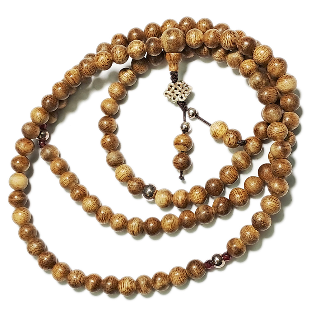 加里曼丹沉香木&銀珠108念珠6mm【十方】146631