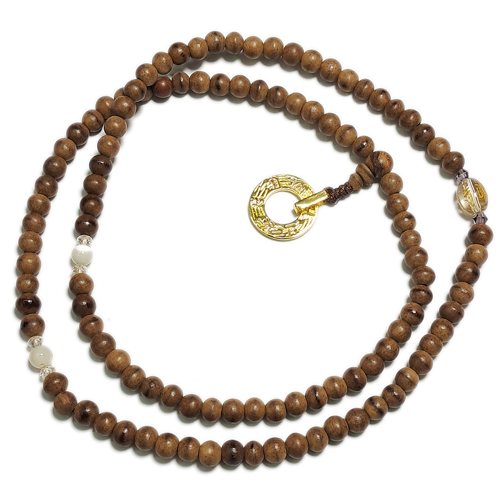 六字真言{沙金}&佳里萬丹沉香木108念珠6mm【十方】153002