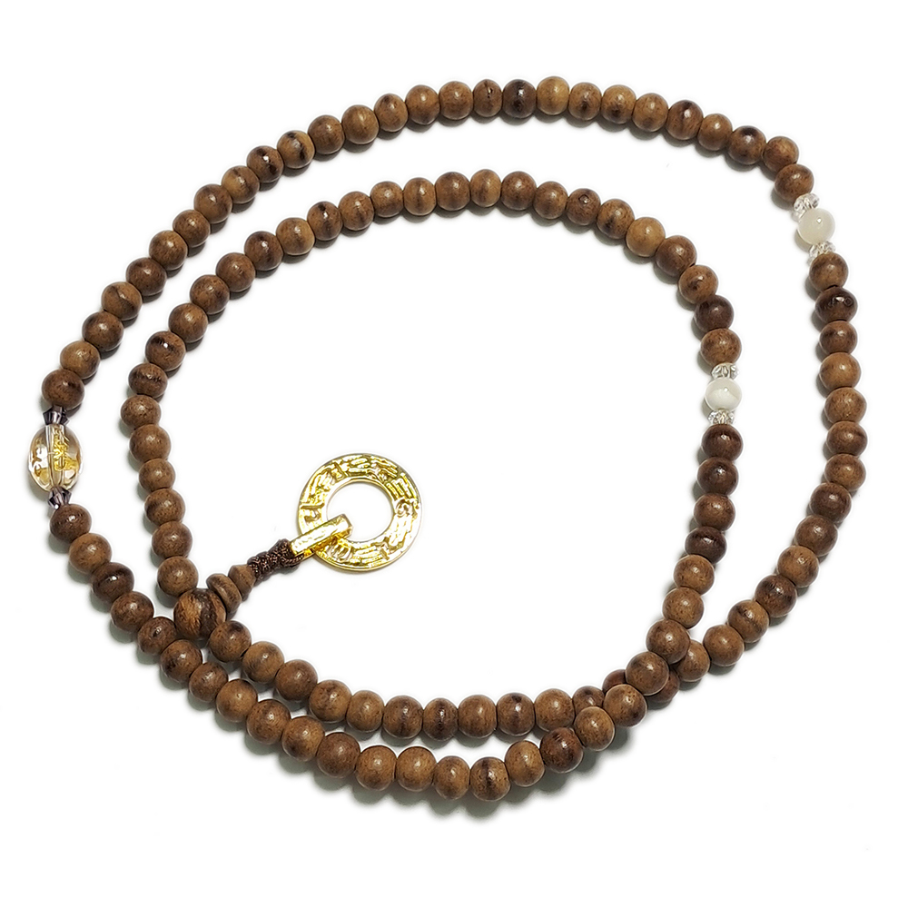 六字真言{沙金}&佳里萬丹沉香木108念珠6mm【十方】153002