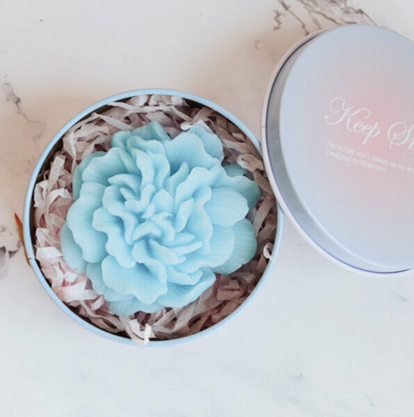 Popular flower hand soap (tin box) [light blue/magnolia fragrance]