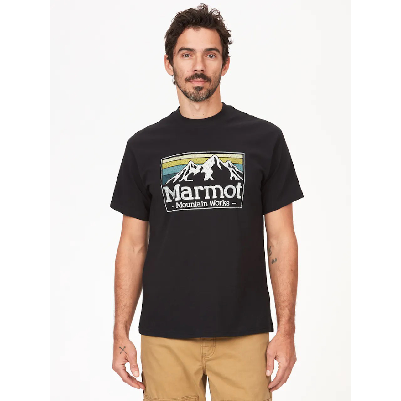 Marmot Men's Marmot Mountain Works Gradient Short-Sleeve T-Shirt 男款快乾短袖LOGO T M14823-0001 Black [HappyOutdoor]