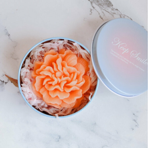 Popular flower hand soap (tin box) [light orange/sweet orange fragrance]