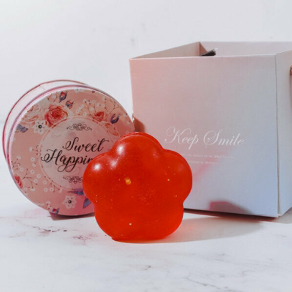 Popular Little Red Flower Handmade Soap (Pink Iron Box + Handbag) [Crystal Red/Rose Fragrance]