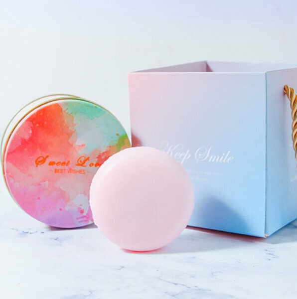 Popular Macaron Handmade Soap (Colored Iron Box + Handbag) [Light Pink/Rose Fragrance]