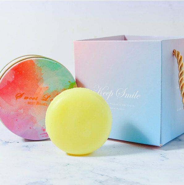 Popular Macaron Handmade Soap (Colored Iron Box + Handbag) [Light Yellow/Honey Fragrance]