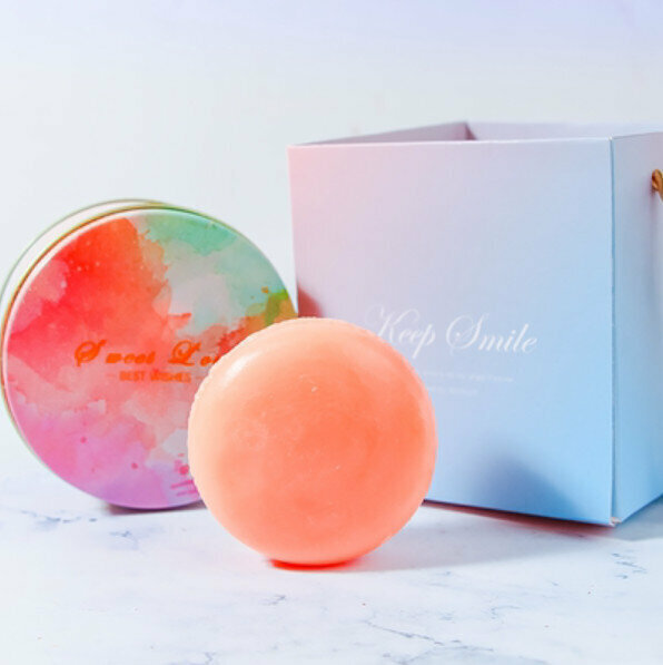Popular Macaron Handmade Soap (Colored Iron Box + Handbag) [Light Orange/Sweet Orange Fragrance]