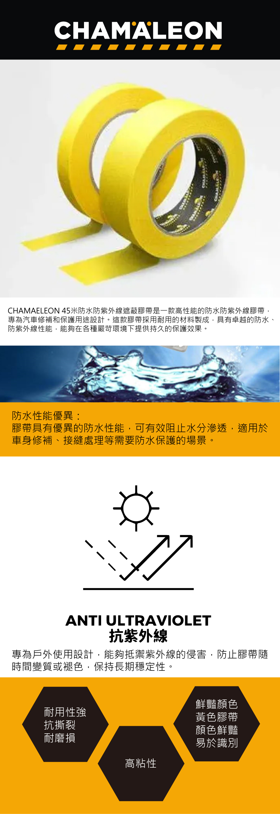CHAMAELEON 45米防水防紫外線遮蔽膠帶