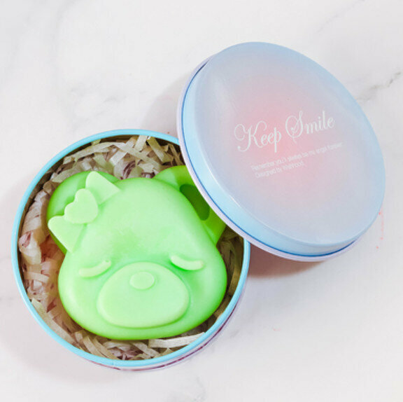 Hot Recommended Cartoon Handmade Soap (Tinplate Box) [Light Green/Green Tea Fragrance]