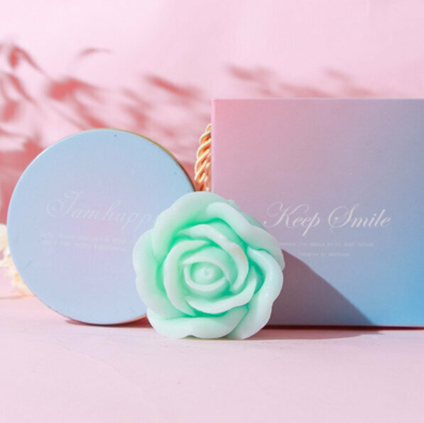 Popular rose flower handmade soap (tin box + handbag) [light blue/magnolia flavor]