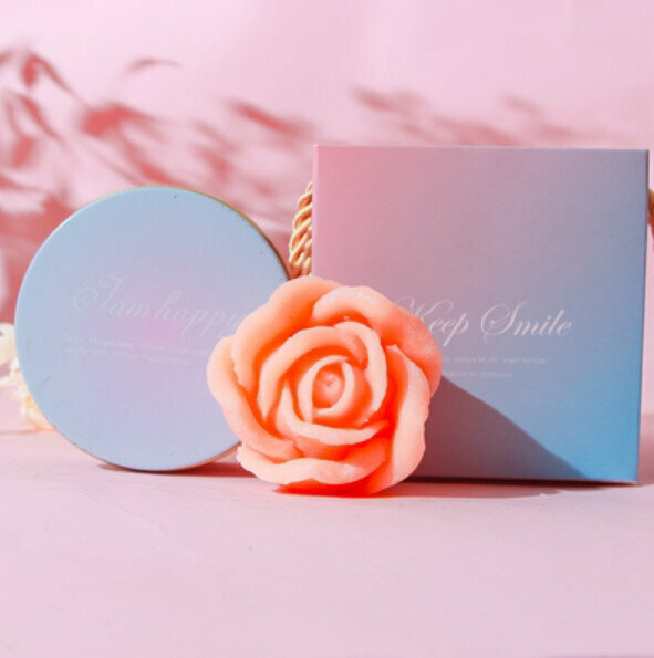 Popular rose flower handmade soap (tin box + handbag) [light orange/sweet orange flavor]