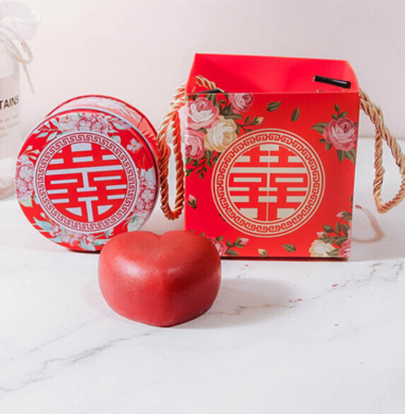Hotly recommended Festive Red Handmade Soap (Double Happiness Iron Box + Handbag) [Crystal Red Rose Fragrance]
