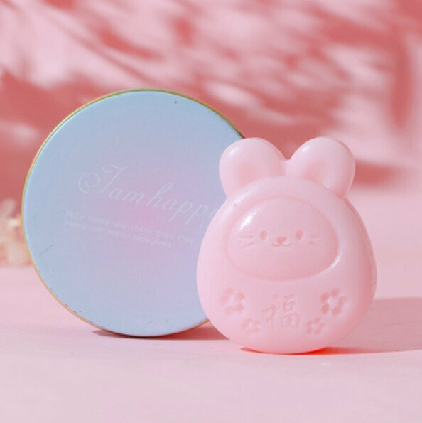 Popular Little Rabbit Fortune Handmade Soap (Tinplate Box) [Light Pink/Rose Flavor]