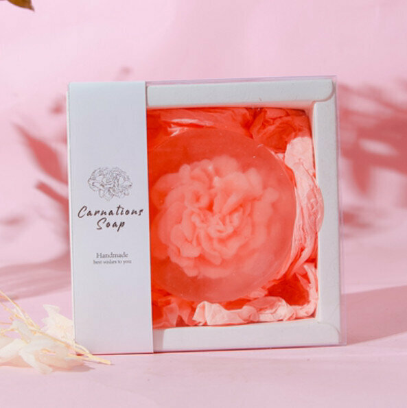 Popular Carnation Handmade Soap (Gift Box) [Light Orange/Sweet Orange Flavor]