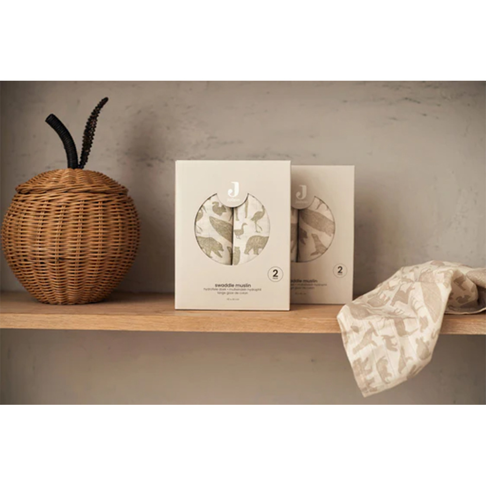 荷蘭Jollein 紗布巾-Animals Olive Green