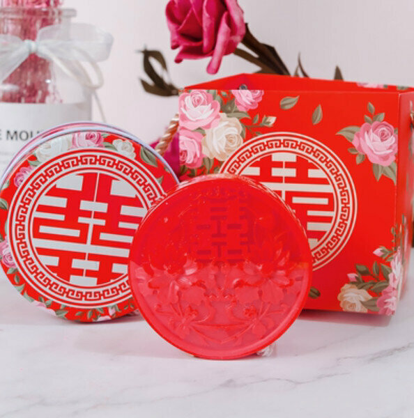 Hotly recommended Double Happiness Handmade Essential Oil Soap (Double Happiness Iron Box + Handbag) [Joyful Red 100g]