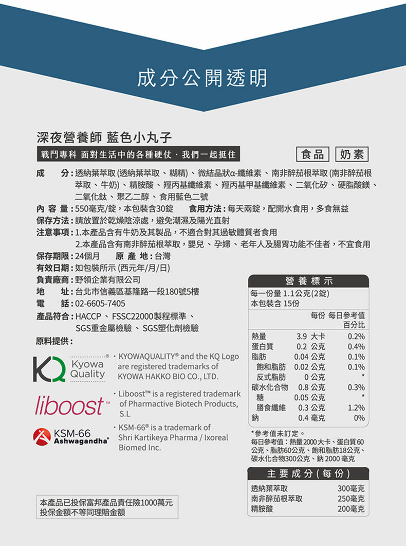 深夜營養師｜藍色小丸子｜黃金強硬配方「透納葉＋南非醉茄＋精胺酸」｜男性保健食品