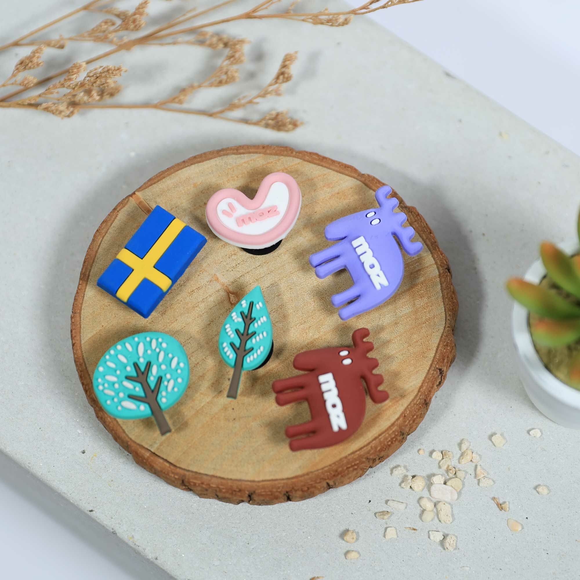 moz瑞典駝鹿 洞洞鞋 專屬鞋扣(森林)6入組