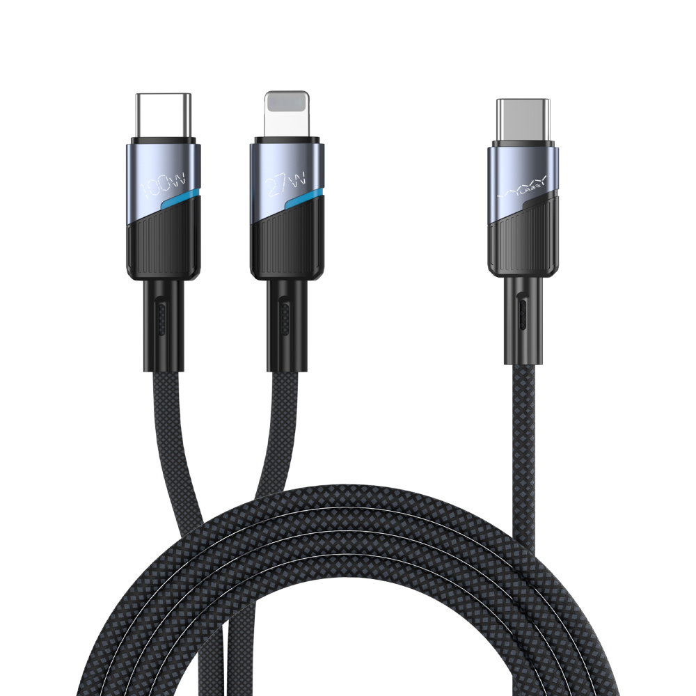 【Vyvylabs】100W 二合一PD快充線 Type-C to Type-C+Lightning