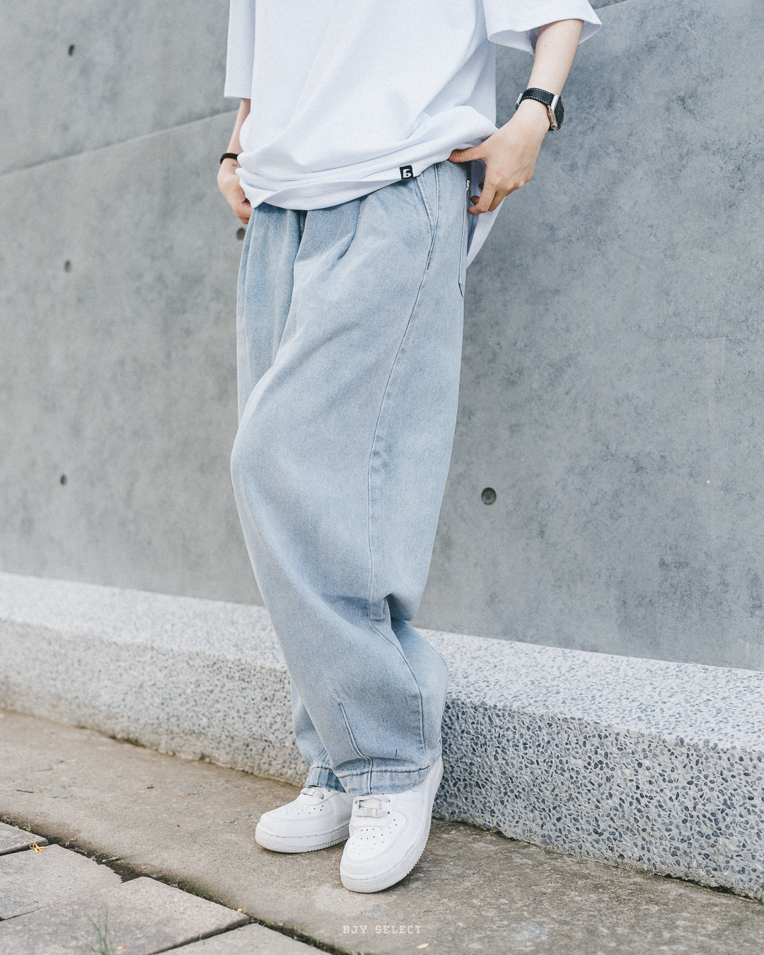 #現貨 Tailor collection 水洗 抽繩 直筒牛仔長褲