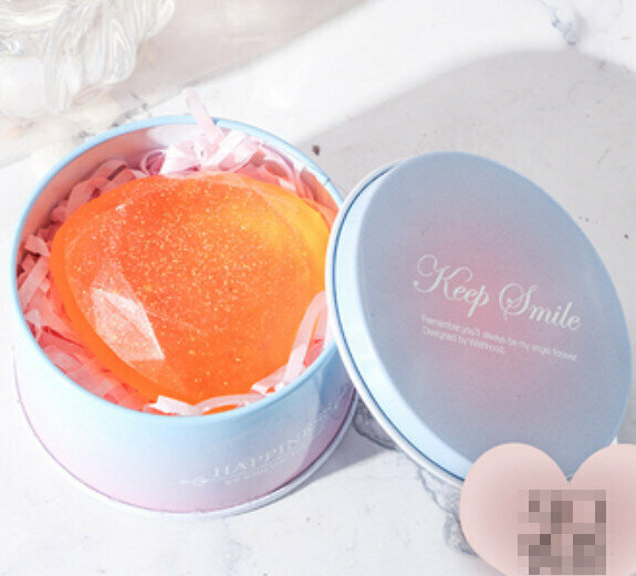 Hotly recommended heart-shaped handmade essential oil soap (tin box) [Crystal Orange/Sweet Orange Flavor]