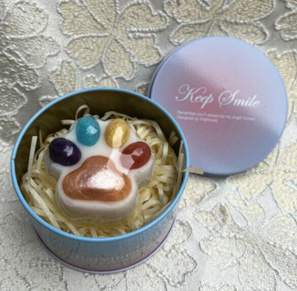 Popular Cartoon Cat Claw Handmade Soap (Rainbow Style + Style 2 Iron Box) [Weight: About 60g]