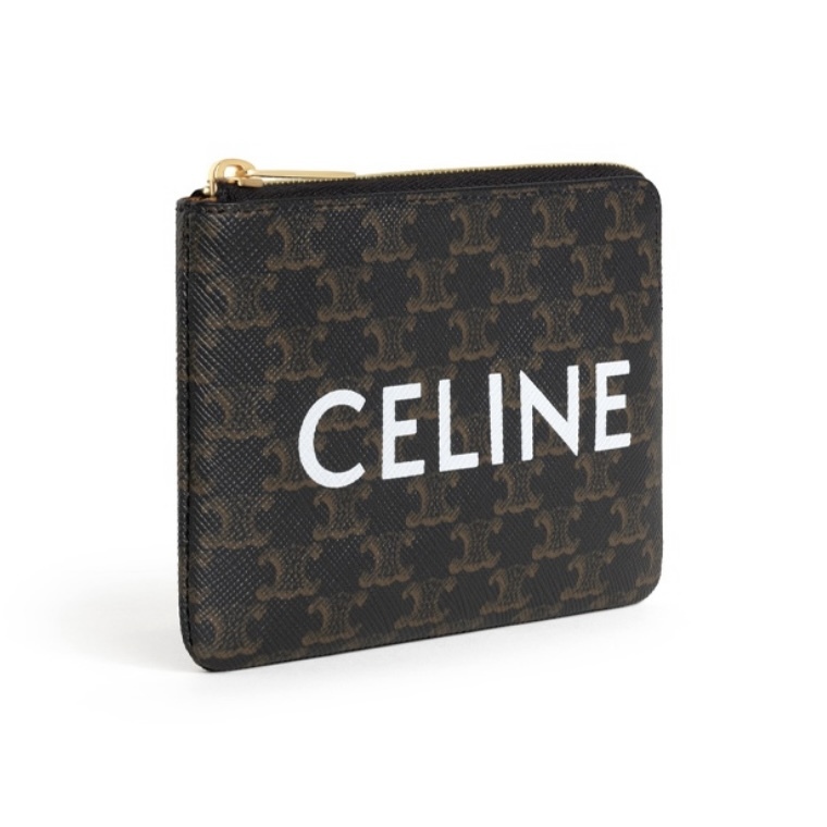 CELINE Triomphe 標誌 零錢包 黝黑色 凱旋門 老花 印花 手拿卡包