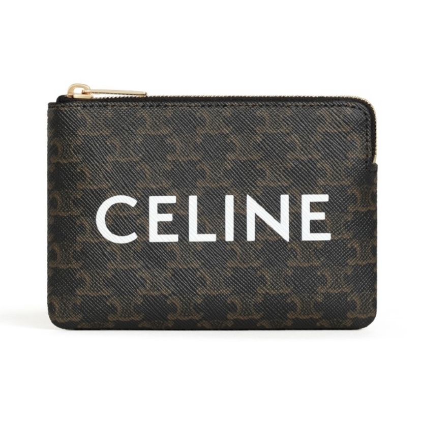 CELINE Triomphe 標誌 零錢包 黝黑色 凱旋門 老花 印花 手拿卡包