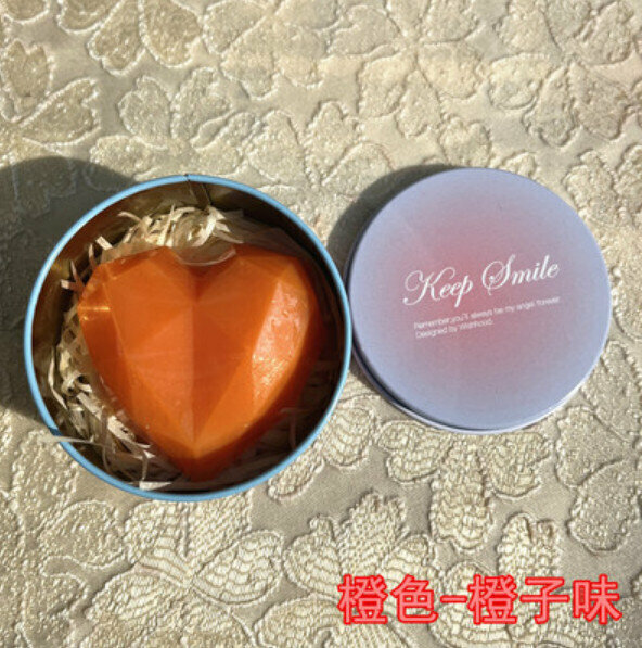 爆款愛心手工香皂（橙色心皂+款2鐵盒）【重量約60g】