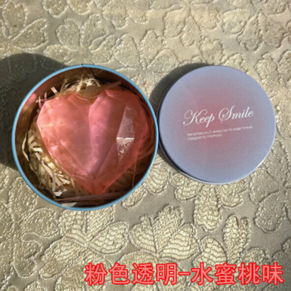 爆款愛心手工香皂（粉色透明心皂+款2鐵盒）【重量約60g】