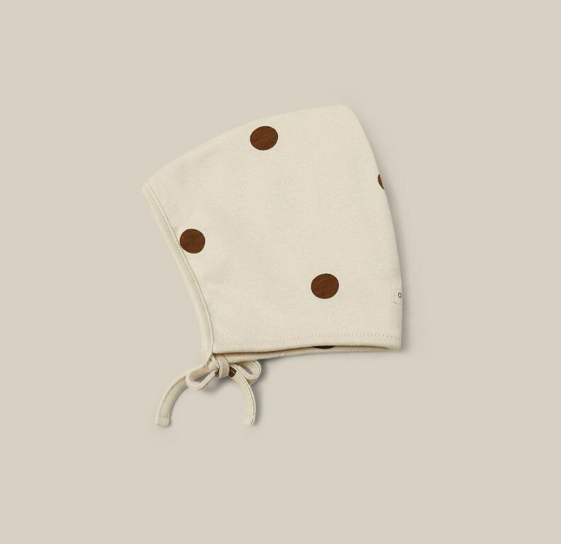 Organic Zoo 棉質圓點綁帶帽  Undyed Cotton Dots Pixie Bonnet