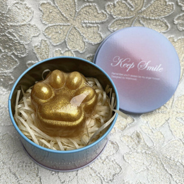 爆款卡通貓爪手工香皂（黃金款+款2鐵盒）【重量約60g】