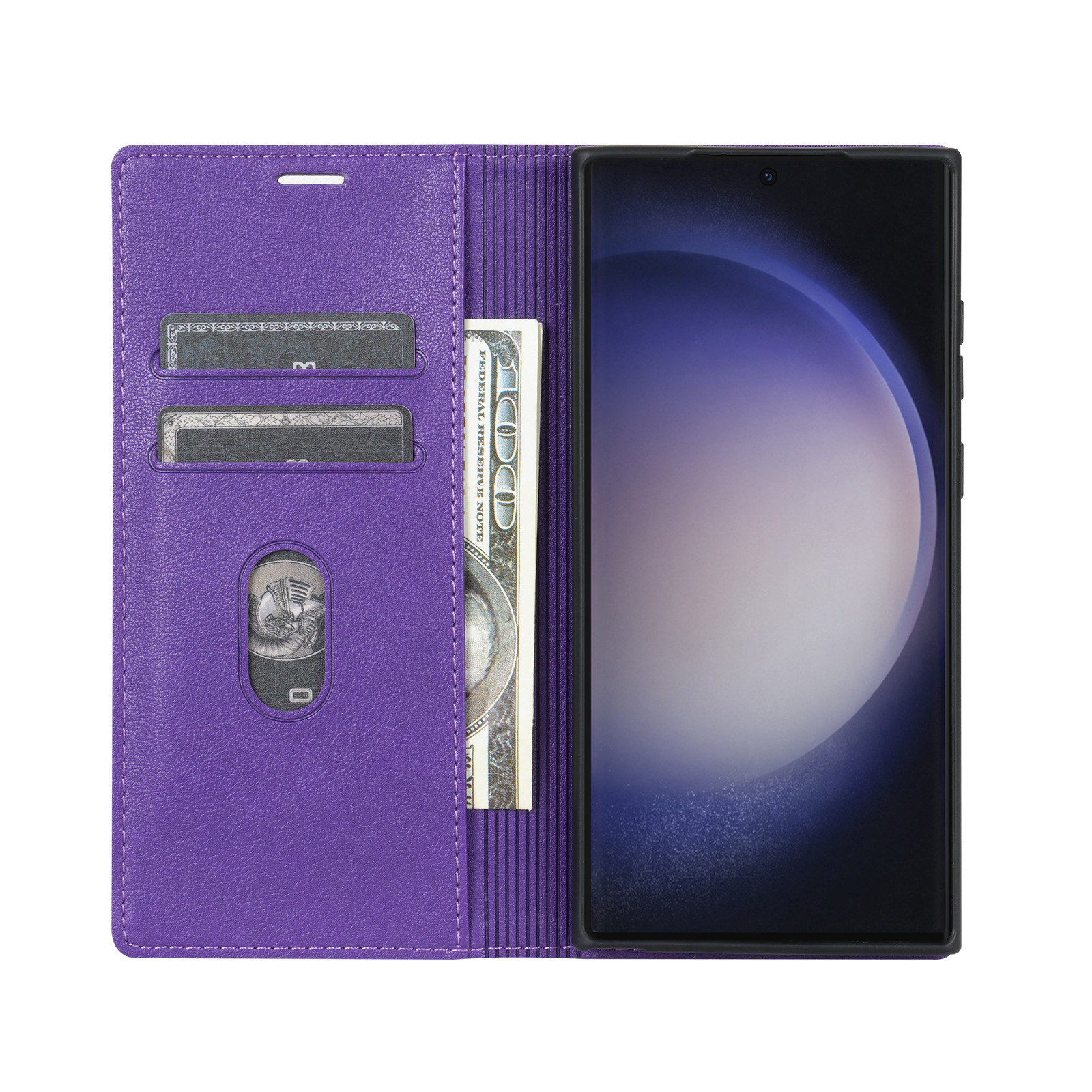 XPRO - Slim Wallet Flip - Samsung S25 Case 貼身防撞翻蓋皮革插卡支架手機保護殼