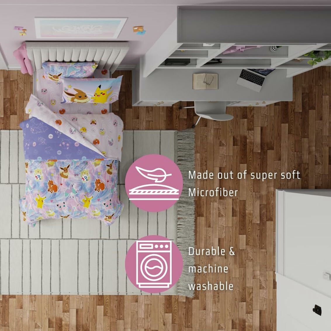 美國 Pokemon Girl 5 件裝床上套裝 (單人床)