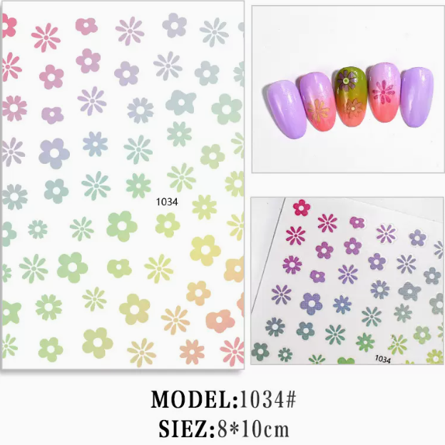 Hot selling manicure cartoon flower stickers (1034#)