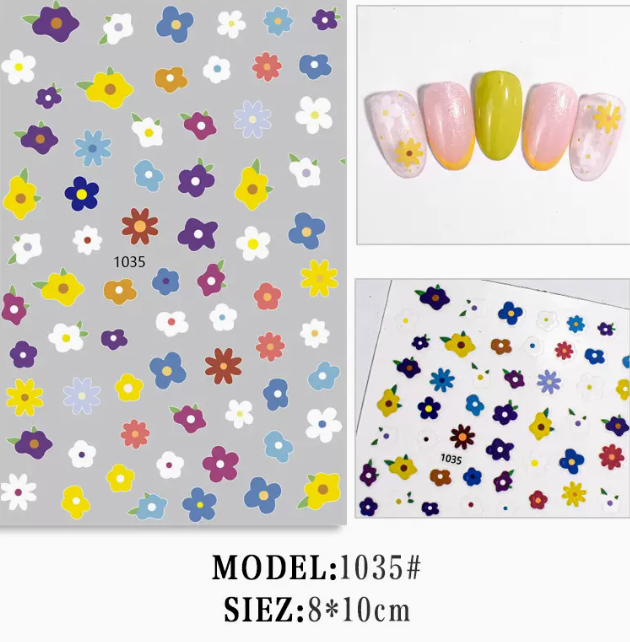 Hot selling manicure cartoon flower stickers (1035#)