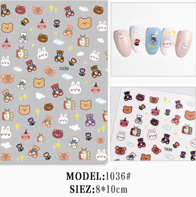 Hot selling manicure cartoon flower stickers (1036#)
