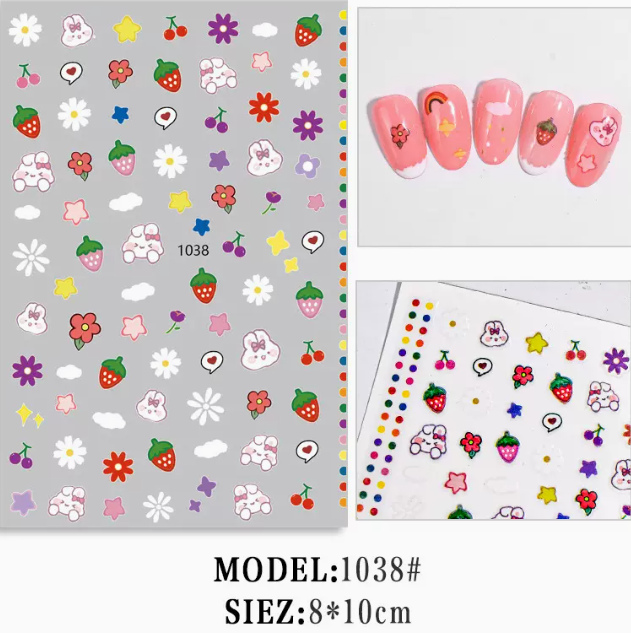 Hot Selling Nail Art Cartoon Flower Stickers (1038#)