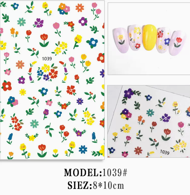 Hot selling manicure cartoon flower stickers (1039#)