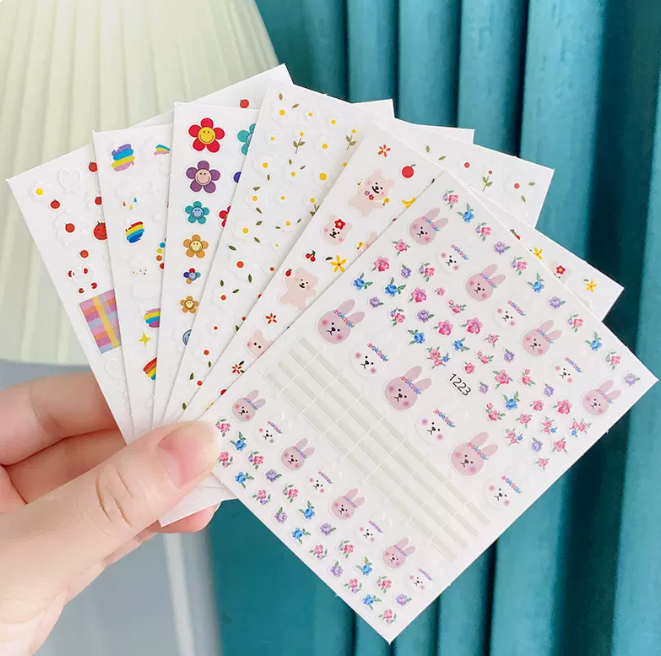 Hot selling manicure small flower stickers (set/6 sheets)