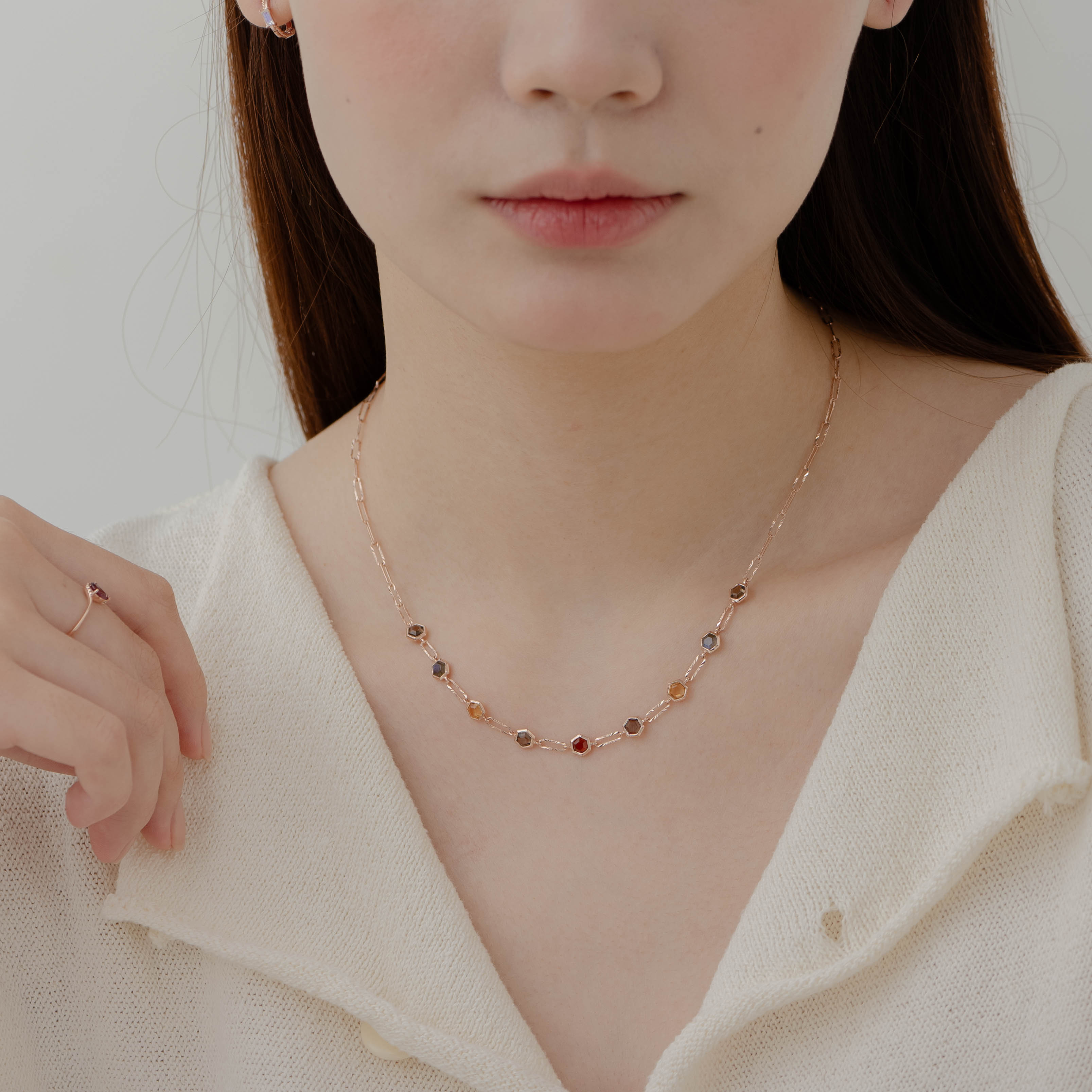 Amber Hexagon 切花項鍊