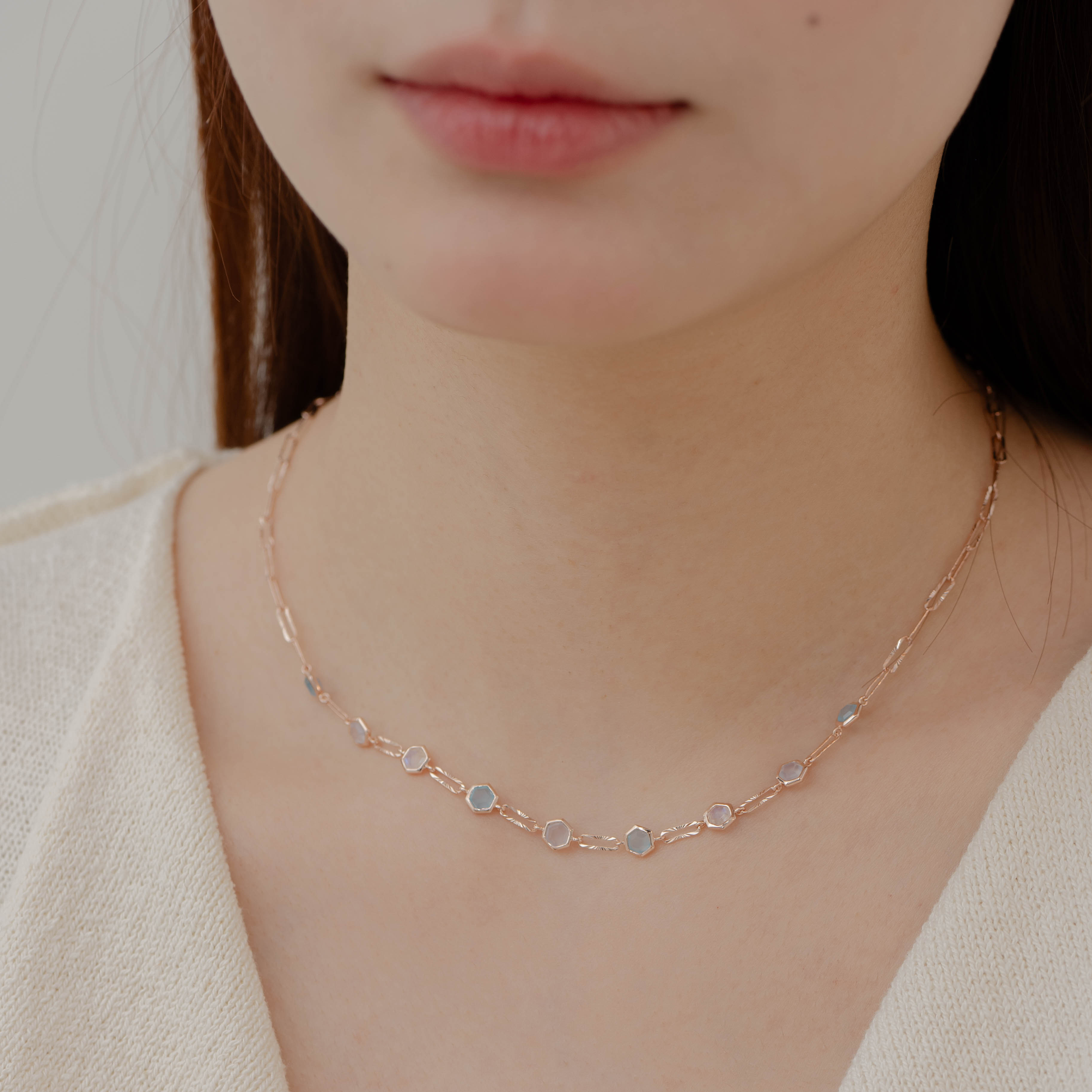 Blue Hexagon切花項鍊