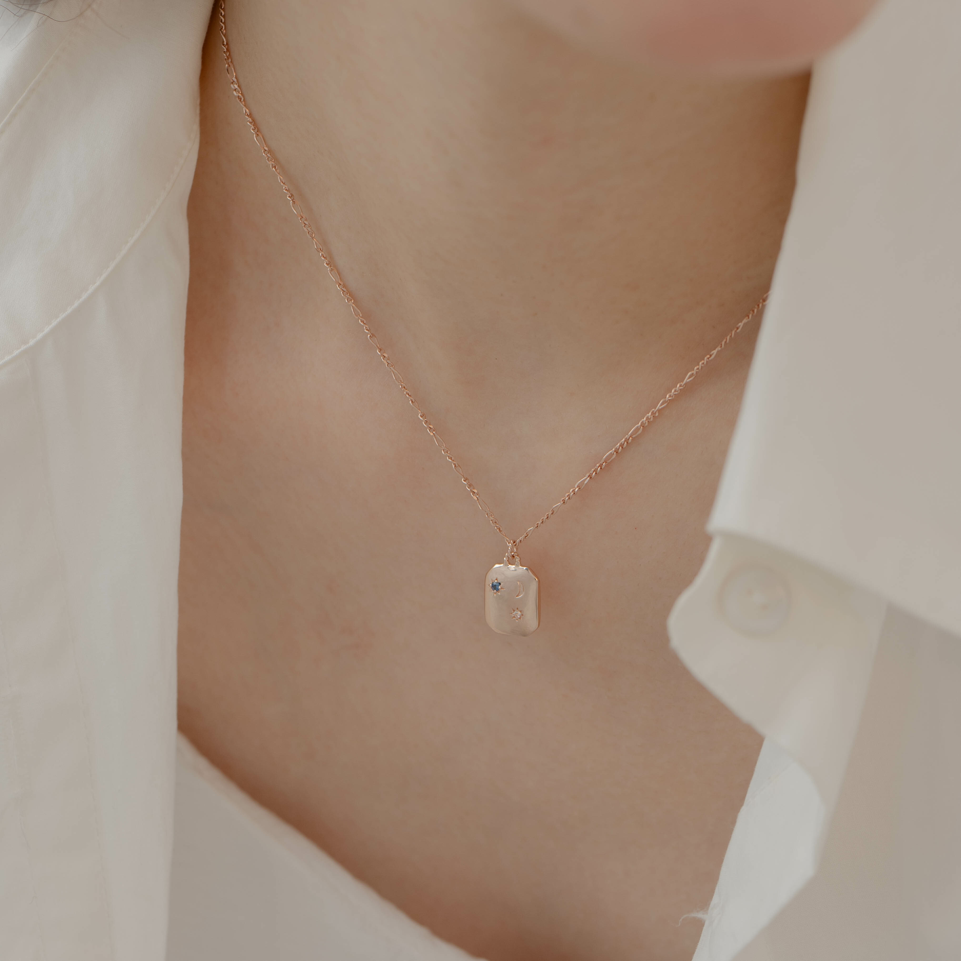 Mirror星月藍鑽藍寶石項鍊