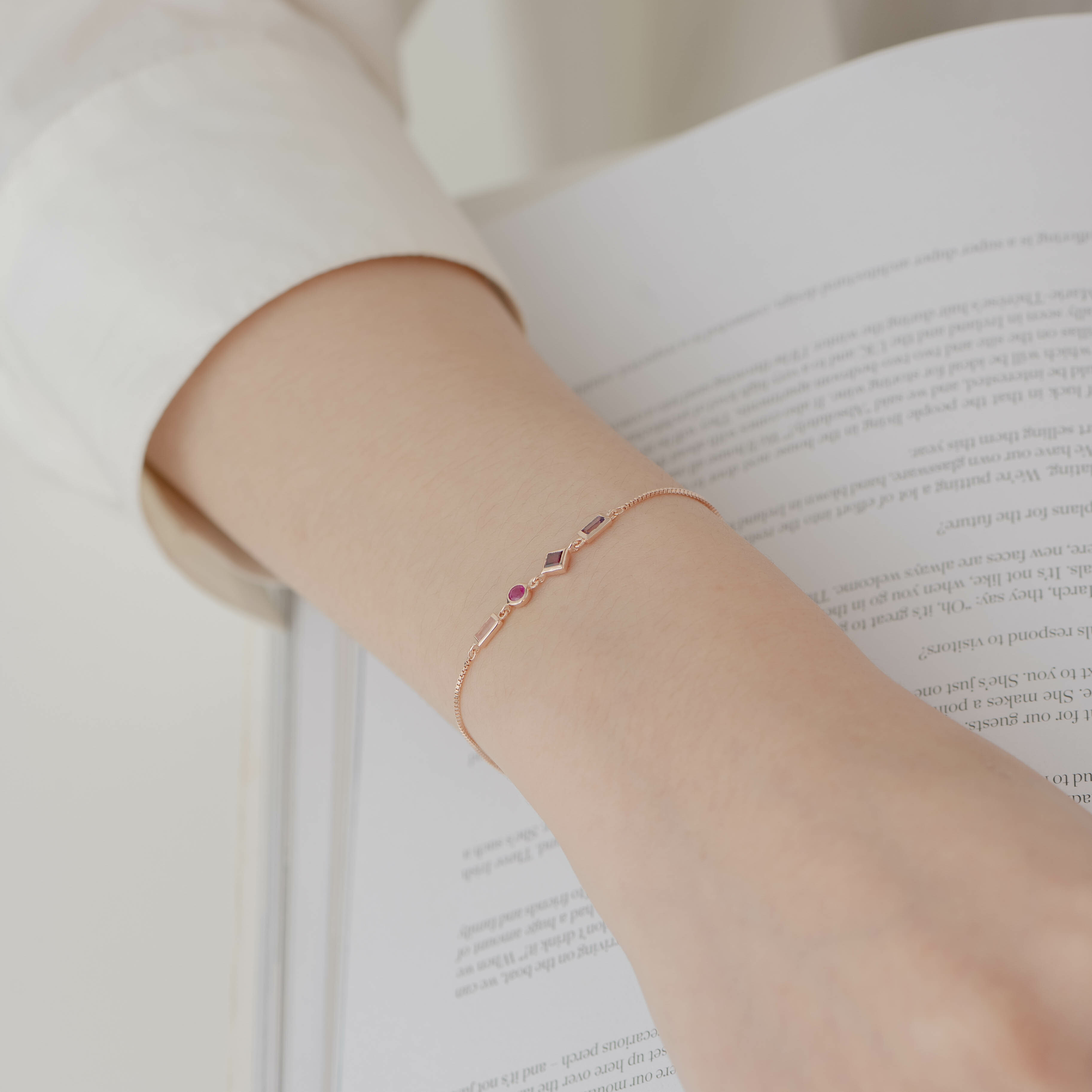 Lego粉紫寶石可調式手鍊