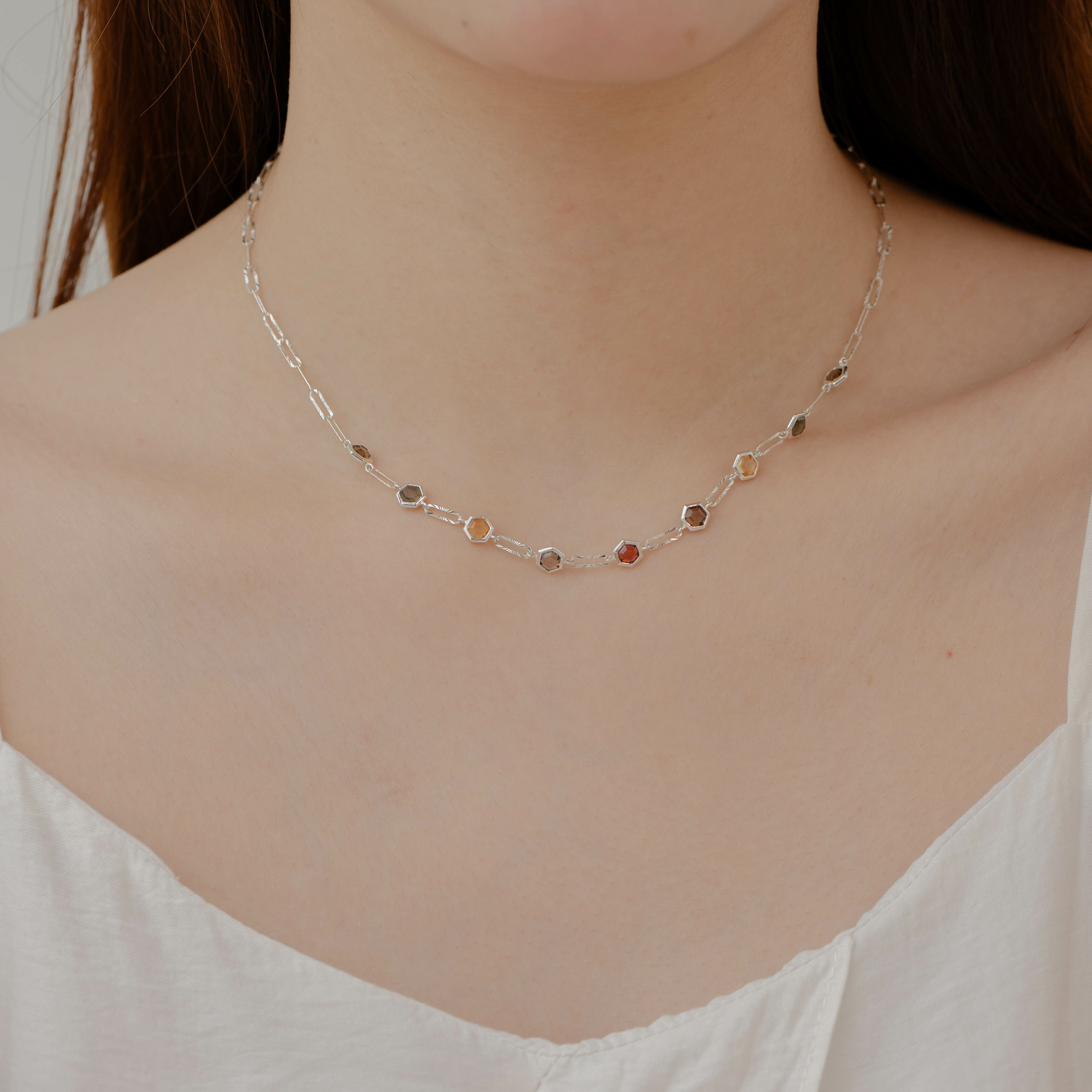 Amber Hexagon 切花項鍊