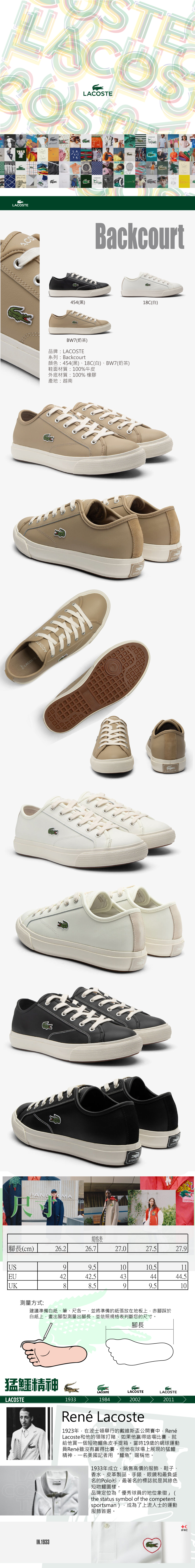 LACOSTE Men's Backcourt Sneakers 休閒鞋