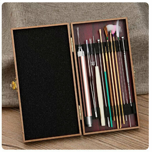 Popular item [12-piece set] ear picking tool with visible light-emitting ear scoop [wooden box ear picking]