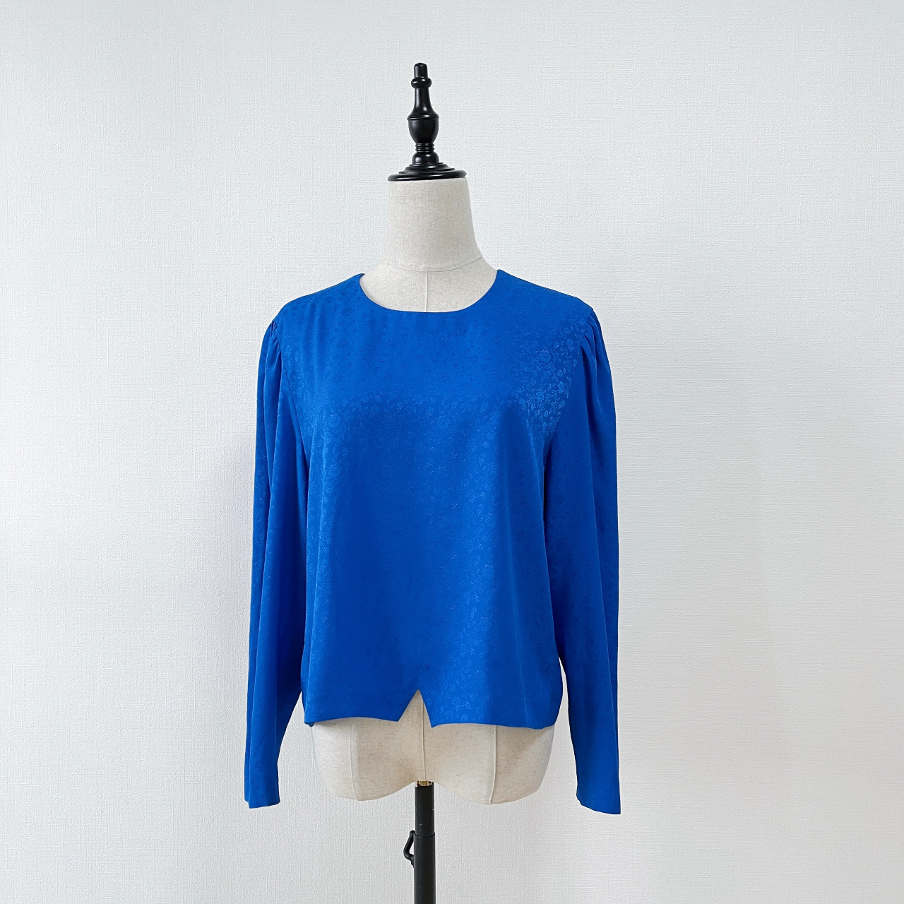 寶藍色暗花紋古著上衣