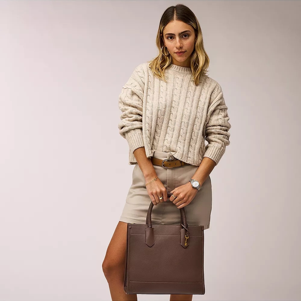 Kyler 大容量真皮兩用方包-深棕色 SHB3218205