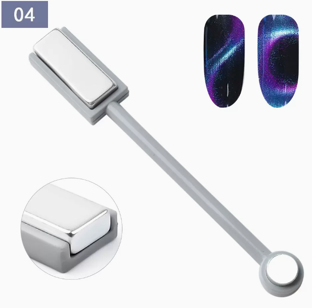Hot Selling Manicure Tools Cat's Eye Magnet 04 Double-Headed Thickened Magnet Gray Handle (for Ordinary Cat's Eye